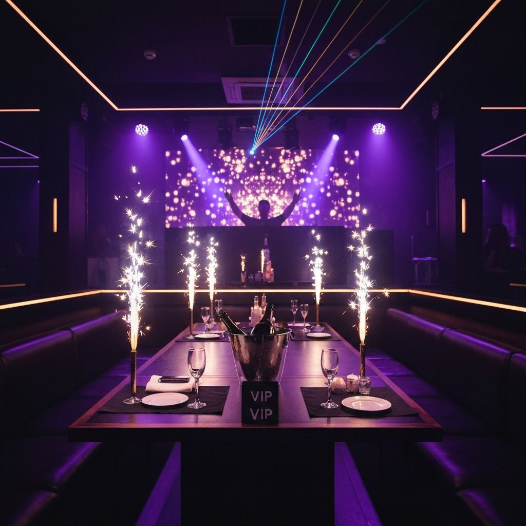 Luxury VIP nightclub interior with ambient lighting